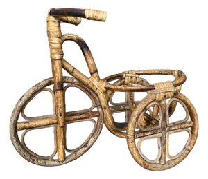Vintage 1970s Bent Bamboo Tricycle Plant Stand