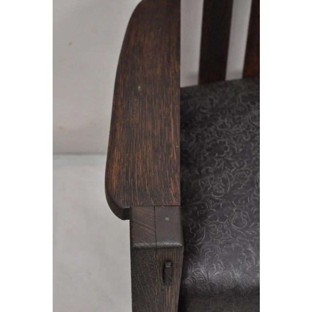 Antique Arts & Crafts Mission Oak Stickley Style 14 Slatted Bench Settee Sofa For Sale - Image 4 of 14