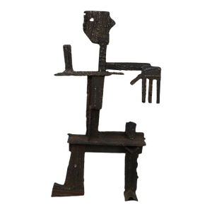 1960s Abstract Man Brutalist Iron Sculpture