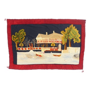 Antique Scandinavian Folk Art Tapestry, 04'04 X 06'06 For Sale