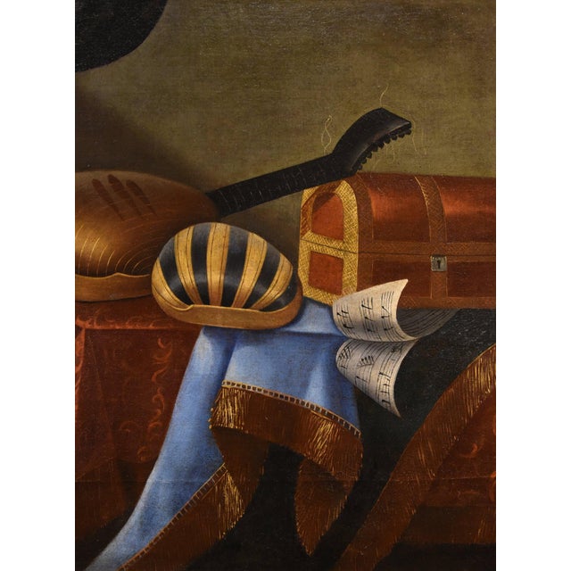Bonaventura Bettera, Still Life with Musical Instruments, 1600s-1700s, Oil on Canvas For Sale - Image 7 of 11