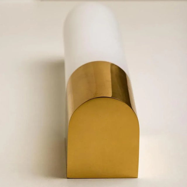 Opaque Glass and Brass Wall Light by Limburg, Germany, 1970s For Sale - Image 11 of 13