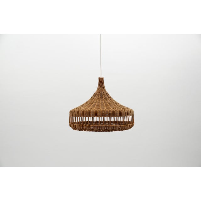 Mid-Century Modern Mid-Century Modern Rattan Wicker Pendant Light, 1960s For Sale - Image 3 of 9