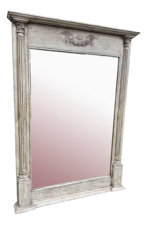 Large Antique 19th Century French Painted Column Mirror