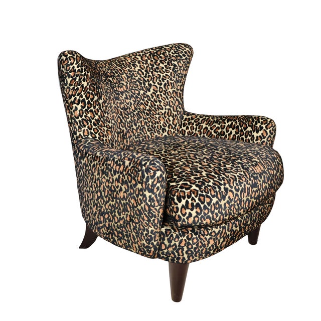 Contemporary Leopard Print Upholstered Accent Chair by Burton James, Made in California For Sale - Image 3 of 9