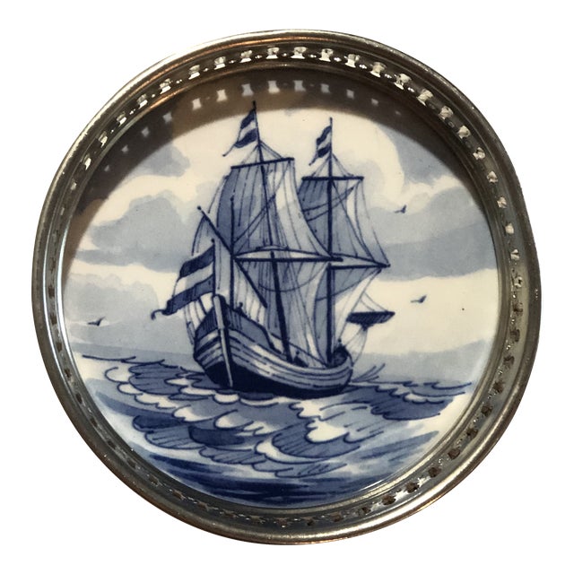 1960s Royal Delft Wine Coaster For Sale