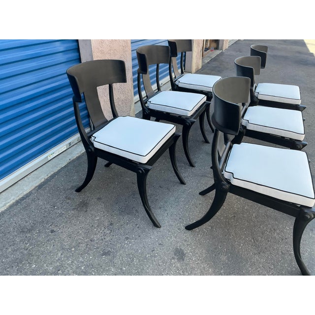 Modern Mid-Century Style Klismos Patio Dining Chairs -6 For Sale - Image 13 of 13