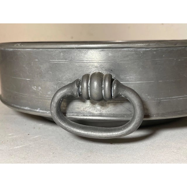 18th Century Rare Antique 18th Century 1700s Handmade European Pewter Fruit Bowl W/ Handles For Sale - Image 5 of 13