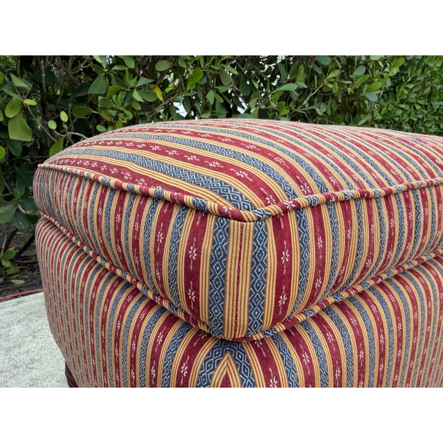 Late 20th Century Vintage English Style Upholstered Ottomans With Spiral Turned Legs by O. Henry House, a Pair For Sale - Image 5 of 12