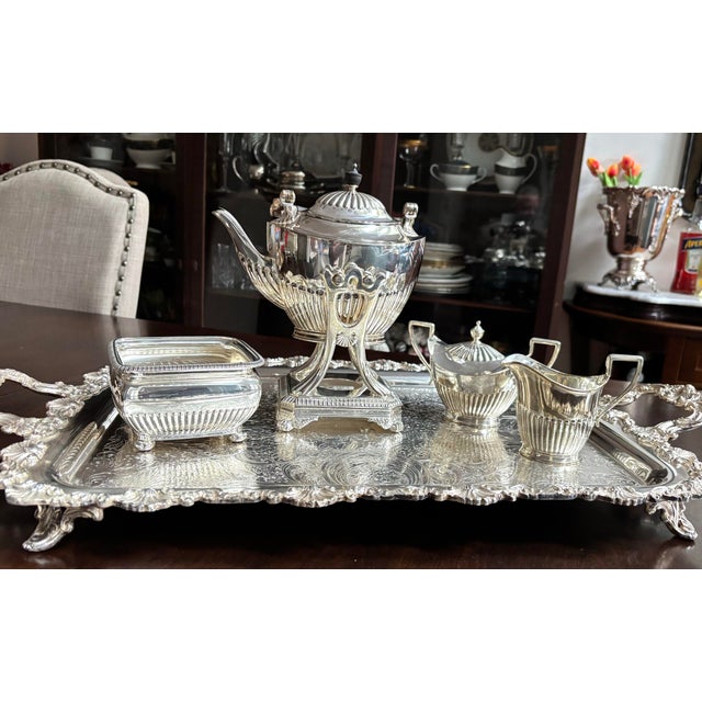 Tiffany and Co. Tiffany Vintage Tilting Teapot Service Art Deco Fluted - Set of 5 For Sale - Image 4 of 12