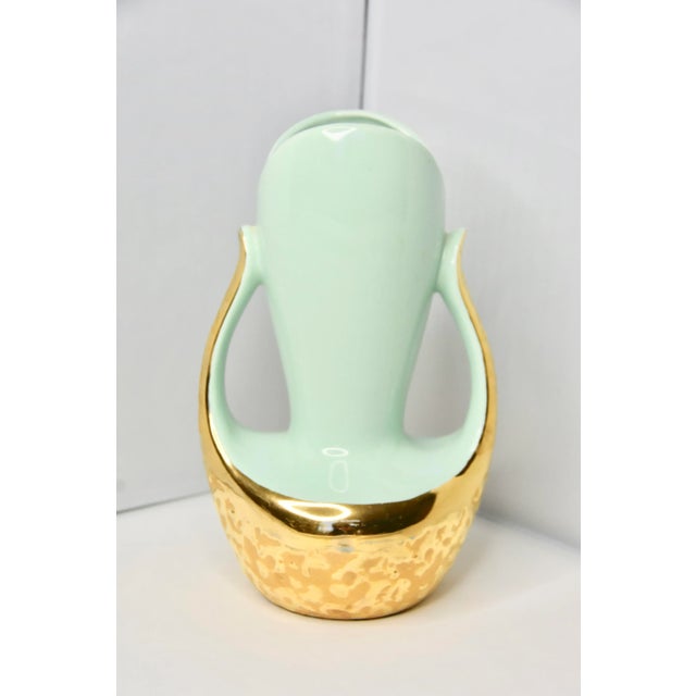 Ceramic 1960s Art Deco Weeping 24k Gold-Plated Ceramic Urn Vase For Sale - Image 7 of 7