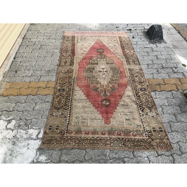 Turkish Faded Floor Vintage Rug For Sale - Image 11 of 11