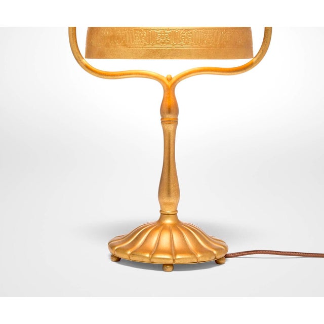 Tiffany Studios Tiffany Studios Desk Lamp , Gilt Brass Bell-Shaped Shade, Model 424, Circa 1910 For Sale - Image 4 of 13