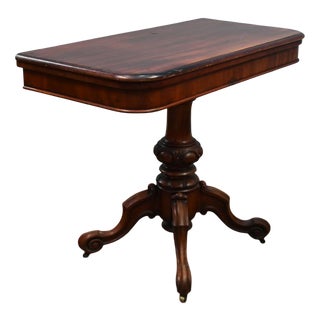Victorian Mahogany Games Table Fold-Over Card 1860 For Sale