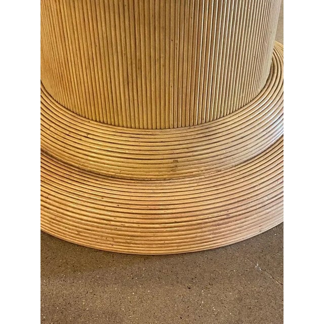 Wood Round Travertine and Rattan Dining Table, Italy, 1970's For Sale - Image 7 of 10