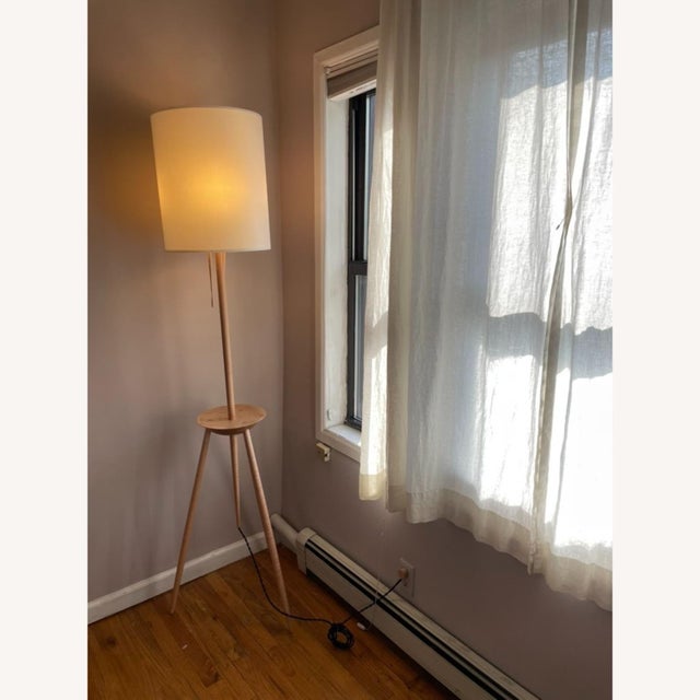 Linen BDDW Tripod Floor Lamp in Maple With Two Linen Shades For Sale - Image 8 of 9