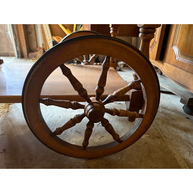 1960s 1960s Retro Rolling Wagon Wheel Bar Cart For Sale - Image 5 of 8