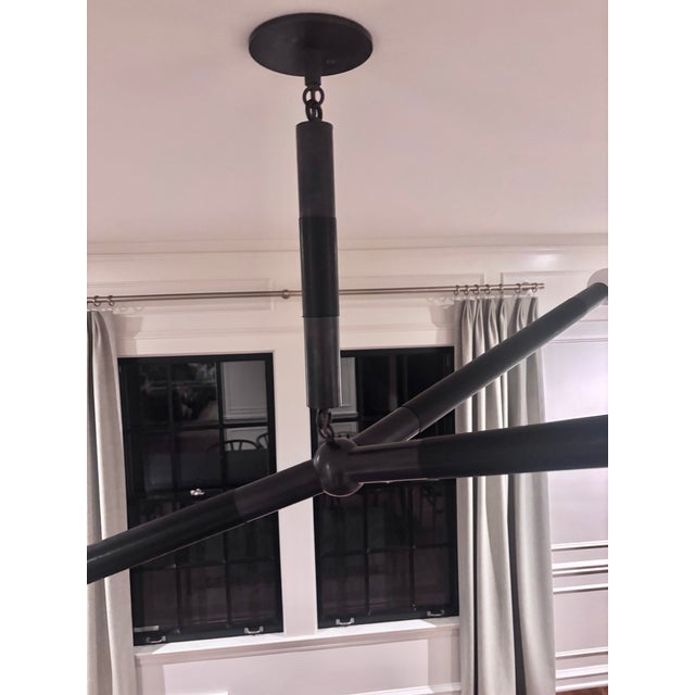 Apparatus Apparatus Studio Large Arrow Fixture in Blackened Brass With Black Leather For Sale - Image 4 of 5