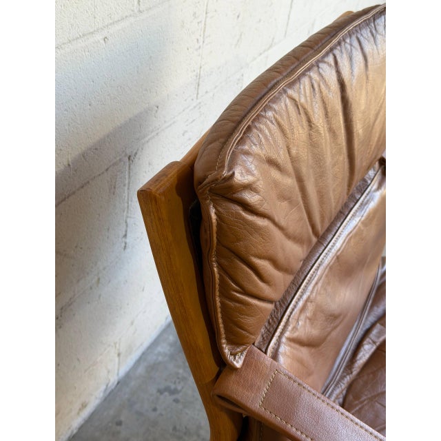 Animal Skin In Style of Åke Fribytter Brown Leather Lounge Chair Swedish Mid-Century Modern 1970s For Sale - Image 7 of 12