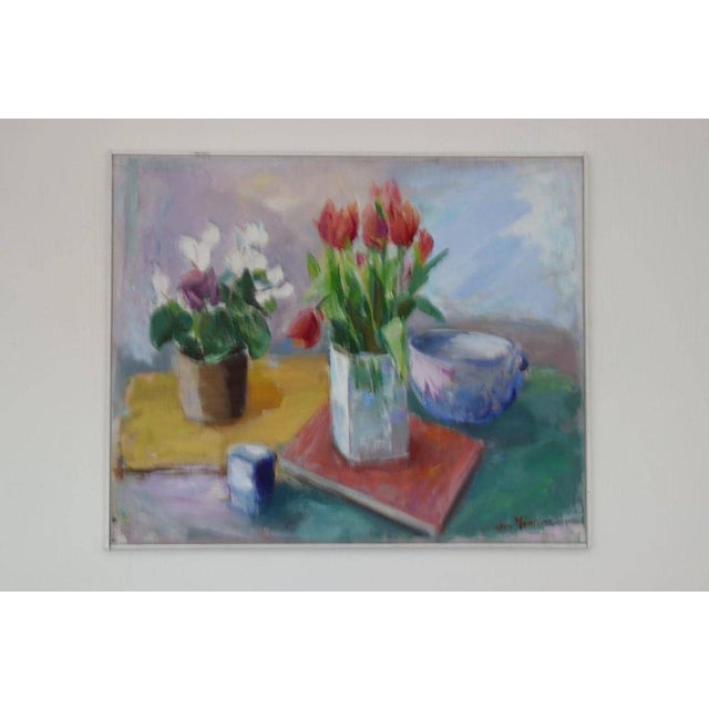 Ove Månsson, Still Life with Tulips, 1950s, Oil on Canvas, Framed For Sale - Image 6 of 18