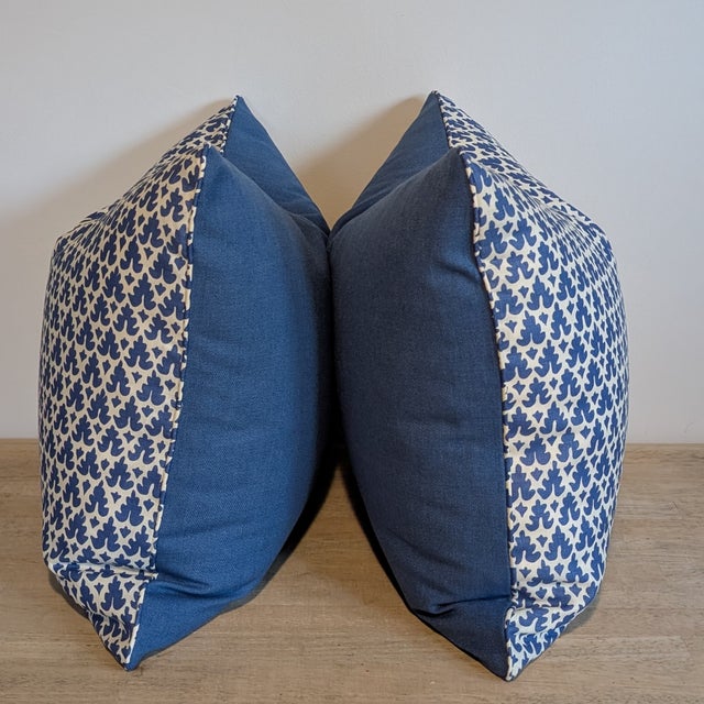 Not Yet Made - Made To Order Quadrille Volpi Pillows in New Navy - Pair For Sale - Image 5 of 5