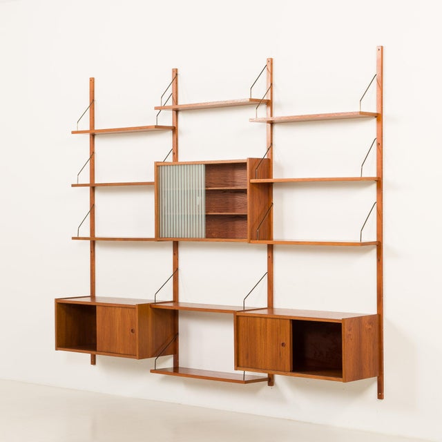 Wood Vintage Scandinavian Teak Wall Unit by Poul Cadovius, 1960s For Sale - Image 7 of 17