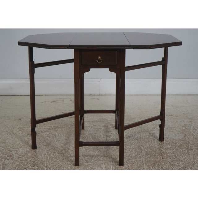 Wood Pair Ethan Allen Georgian Court Cherry Drop Leaf End Tables For Sale - Image 7 of 18