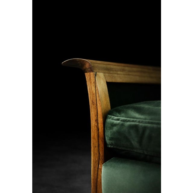 Brown Vintage Norwegian Rosewood and Bottle Green Velour Sofa and Chair by Knut Sæter for Vatne Møbler, 1960s, Set of 2 For Sale - Image 8 of 18