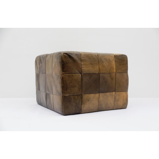 Mid-Century Modern Leather Patchwork Pouf from de Sede, 1960s For Sale - Image 3 of 8