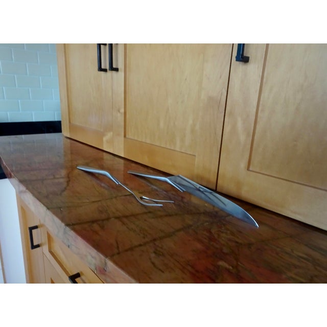 Mid-Century Modern Mid-Century Stainless Steel Carving Set With Box For Sale - Image 3 of 8