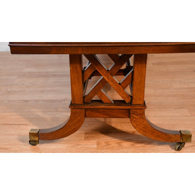 1930 English Regency Mahogany Banded Satinwood Coffee Table With Extending Leaf For Sale - Image 18 of 18