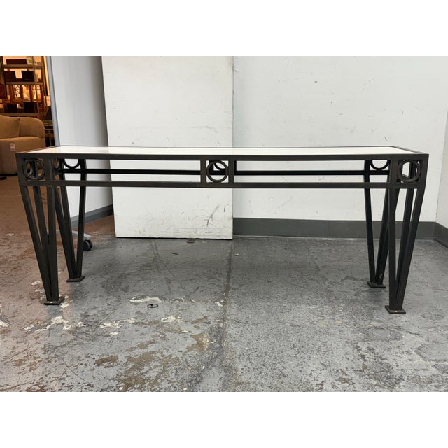 Contemporary Custom Design Iron + Quartz Stone Console Table For Sale - Image 3 of 12