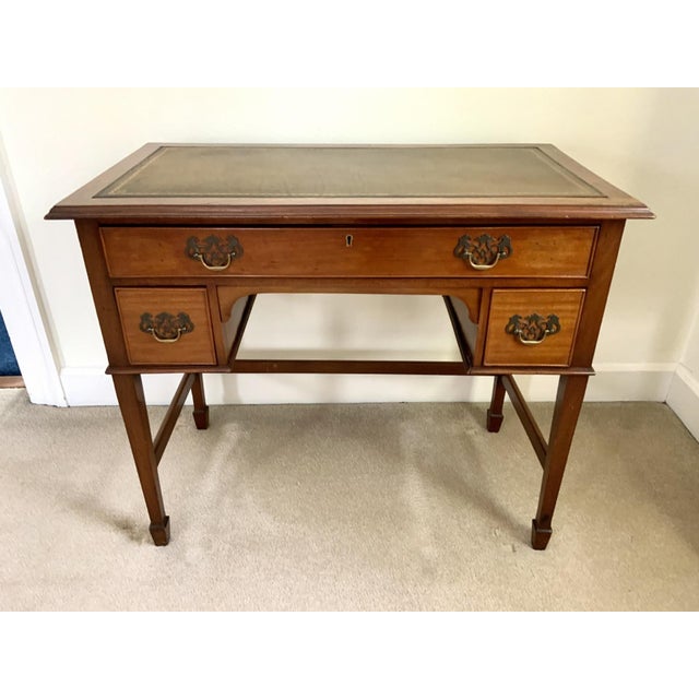 Vintage Georgian Walnut Writing Table With Tooled Leather Top For Sale - Image 12 of 12