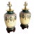 Vintage Green Gold and Cream Hand Painted Table Lamps - A Pair For Sale