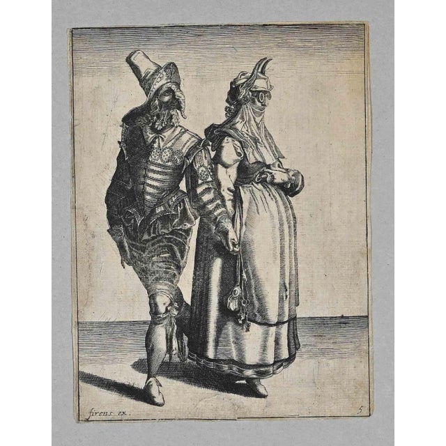 Pierre Firens, Grotesque Figures, Original Etching, 17th-Century For Sale