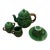 Vintage MCM the Haldon Group Teapot Set Green Strawberry Leaves Flowers Creamer Sugar Cup- 5 Pieces For Sale