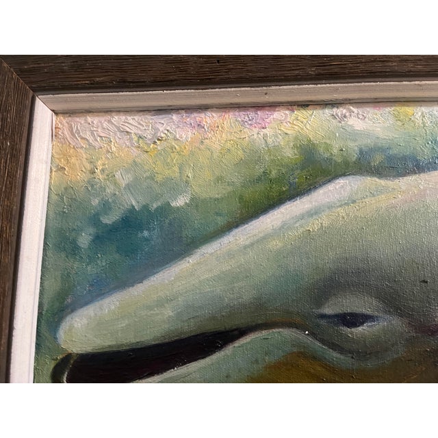 Wood Original Oil Painting Whale Art Signed Diane McGrath 32 X 26 Framed Marine Life For Sale - Image 7 of 11