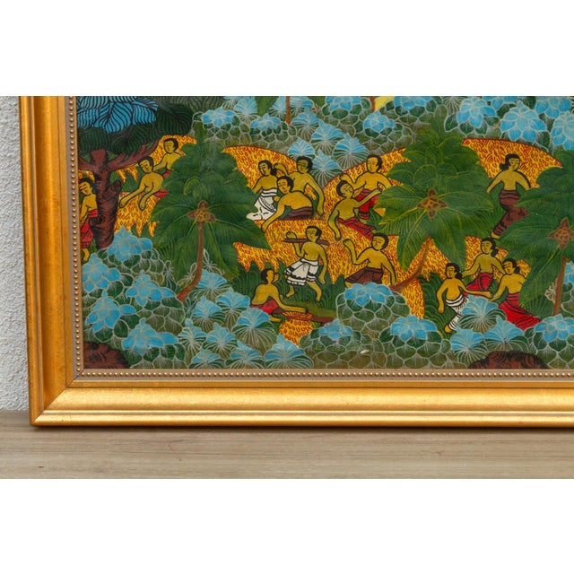 Vibrant Balinese Framed Harvest Painting For Sale - Image 4 of 10