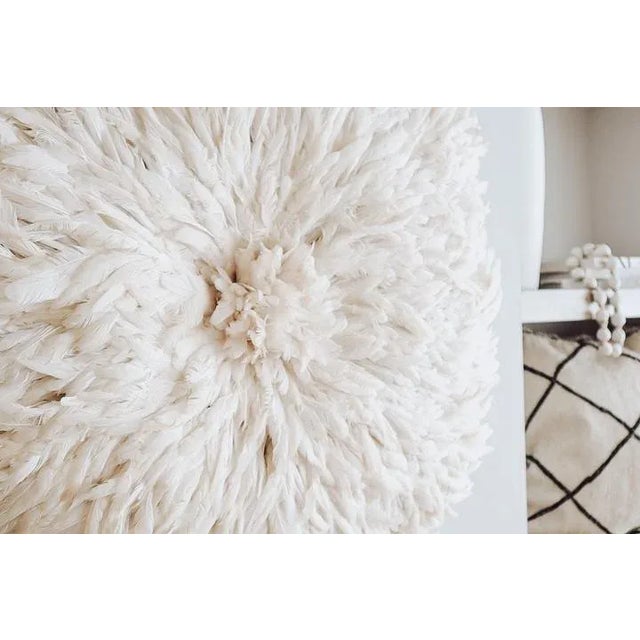 Textile White Feather Juju Hat: Boho Wall Decor, Handmade Bamileke For Sale - Image 7 of 10