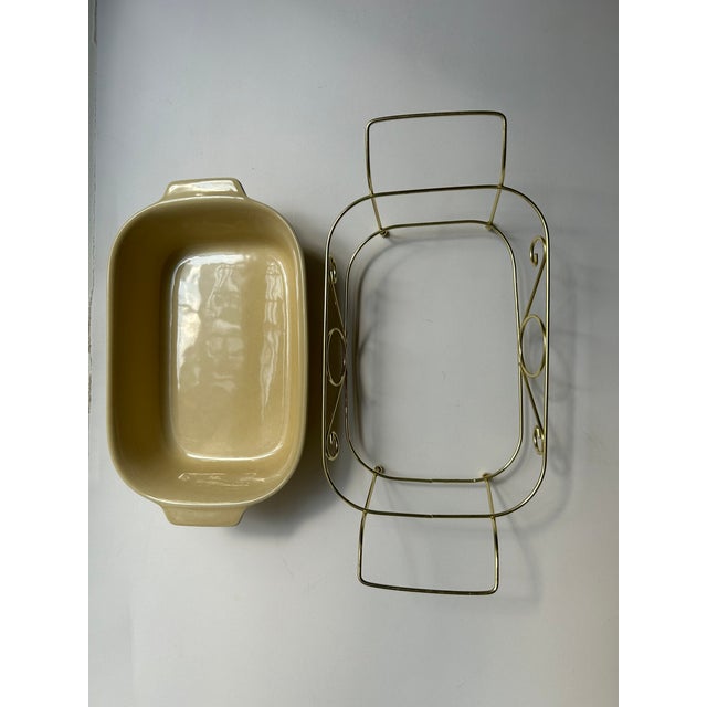 1983 Modern Pfaltzgraff Yellow Ceramic Baker & Brass Holder For Sale - Image 10 of 16