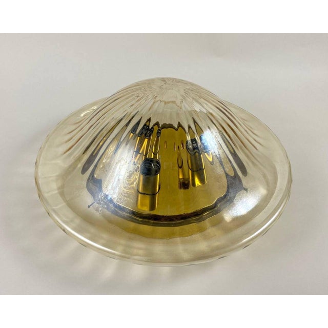 Vintage Art Glass and Gilt Brass Ceiling Lamp For Sale - Image 4 of 7
