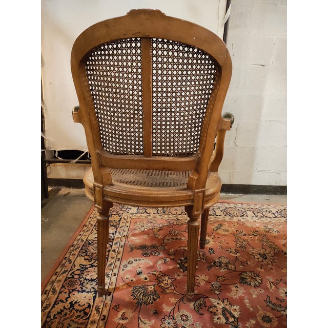 Pair of 19th Century French Louis XVI Bergère Armchairs With Cane Seats and Backs For Sale - Image 4 of 10