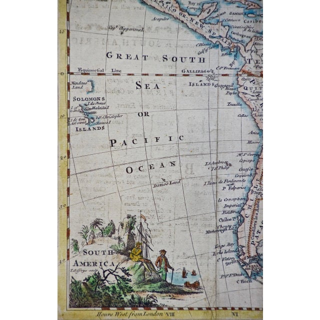 A Hand Colored 18th Century Framed Map of South America by Thomas Jefferys, 1750 For Sale - Image 4 of 7