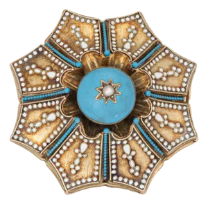 Huge Vintage Blue Enamel Cocktail Ring Sz 7.5 14k Yellow Gold Fleur De Lis