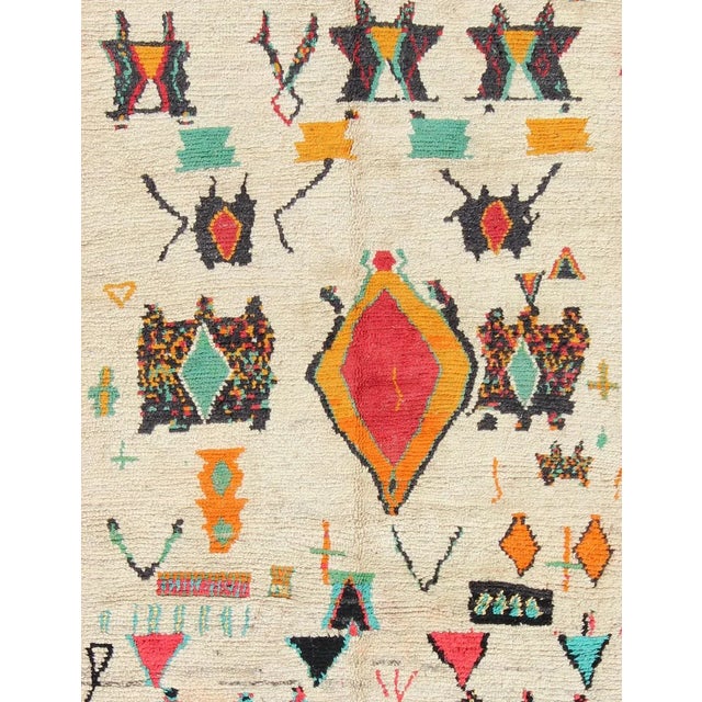 Vintage Moroccan Azilal Rug With Tribal Design in Bright Colors For Sale - Image 4 of 5