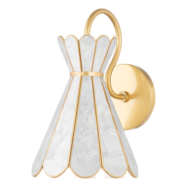 Mitzi Lyra 7 in. 1 Light Wall Sconce in Aged Brass Finish For Sale