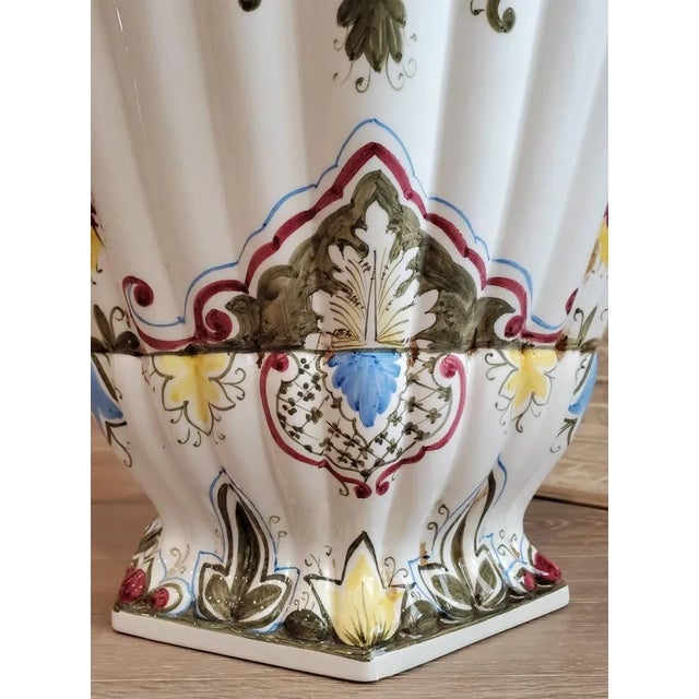 Monumental Italian Hand Painted Fiori Floor Vase For Sale In Dallas - Image 6 of 11