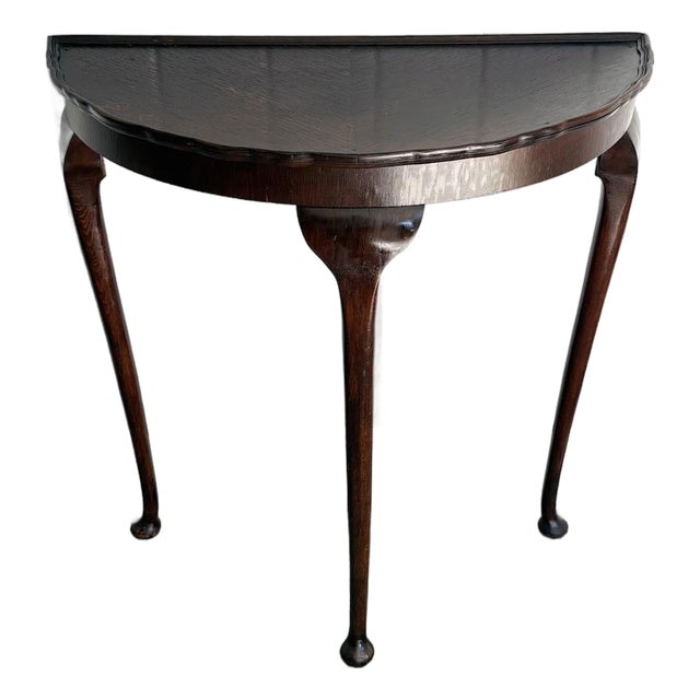 Antique Queen Anne Mahogany Demilune Table For Sale