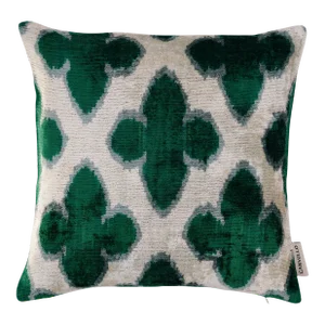 Contemporary Luxury Green Handmade Silk Throw Pillow With Down Insert