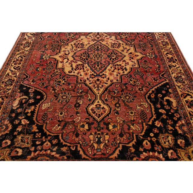1960s 1960s Vintage Persian Bakhtiari Handmade Wool Rug With Medallion Motif in Red For Sale - Image 5 of 8